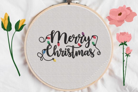 Merry Christmas Light Embroidery