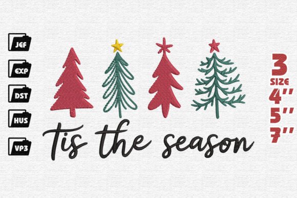 Tis the Season Christmas Tree Embroidery