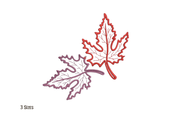 Two Autumn Leaves Embroidery Design